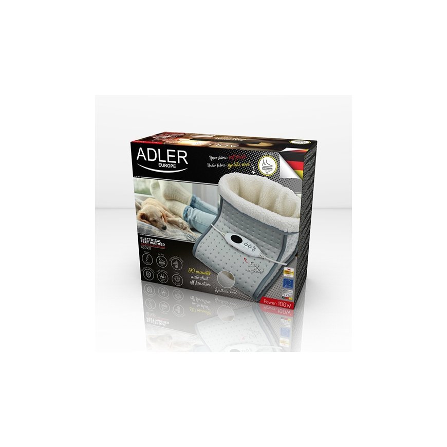 Adler AD 7432 electric blanket Electric heated wrap 100 W Grey, White Plush, Synthetic wool – 4
