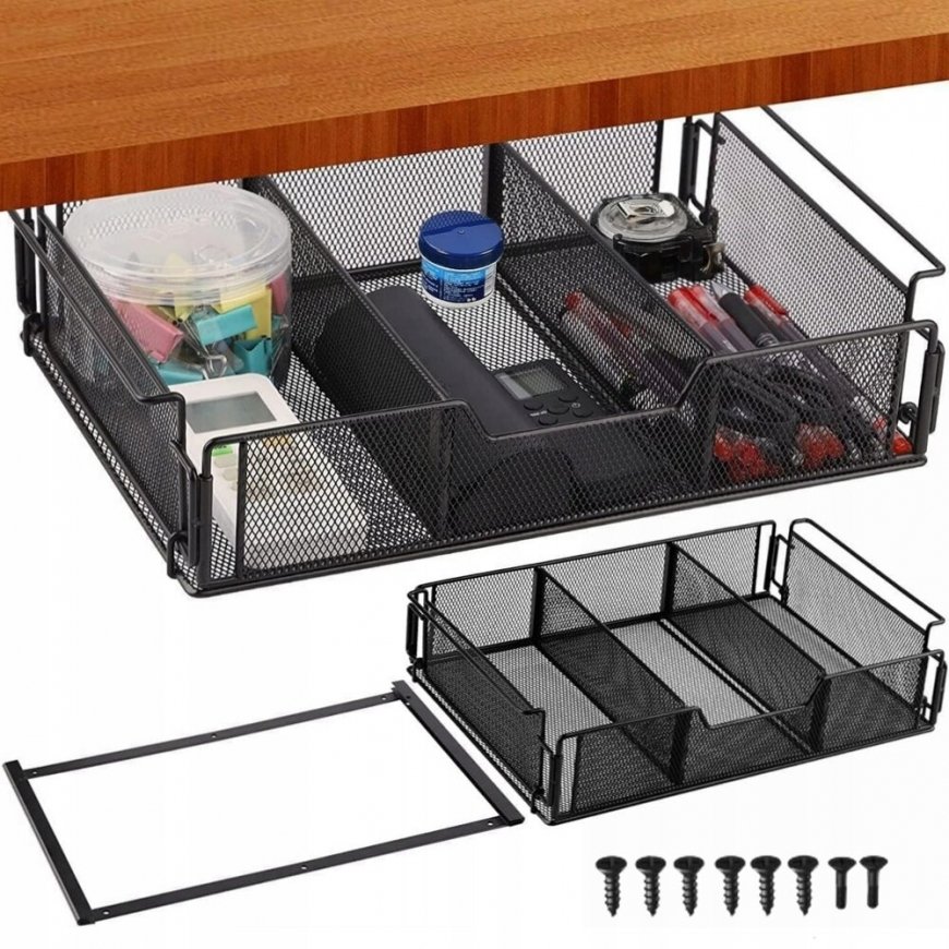 Drawer under the table, steel, black, Spacetronik