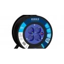 Orno Extension Cord Reel, 4 outlets 2P+Z, Schuko, PVC cable H05VV-F 3x1.5mm², length 25m, thermal protection, current path shutt