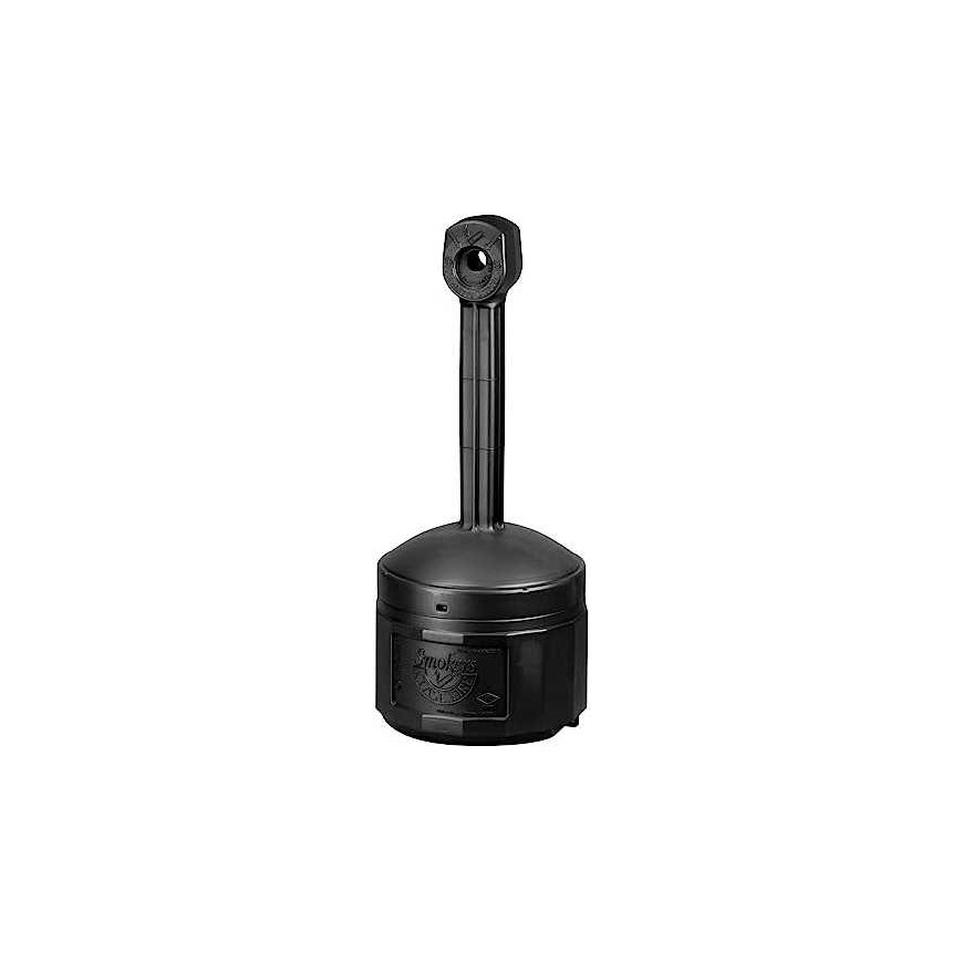 Justrite Outdoor Waste Bin with Stable Base. 15L capacity, 42cm diameter, 98cm height, black.