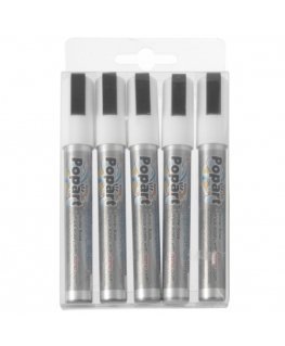 White marker pens, tip size 2-6mm, set of 5 - Hendi 664209