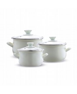 6 daļīgu emaljētu katlu komplekts 14/16/18 cm krēmkrāsā EMALIA OLKUSZ