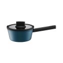 Pot with lid, coated with "Qualum Basic Azzurro" coating, 18 cm, AMBITION