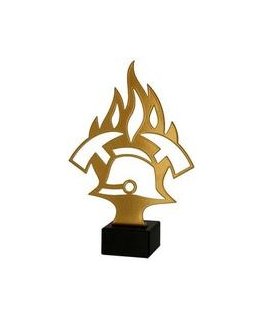 Metallinen trofee marmoripohjalla - Paloauto - erottavat merkit