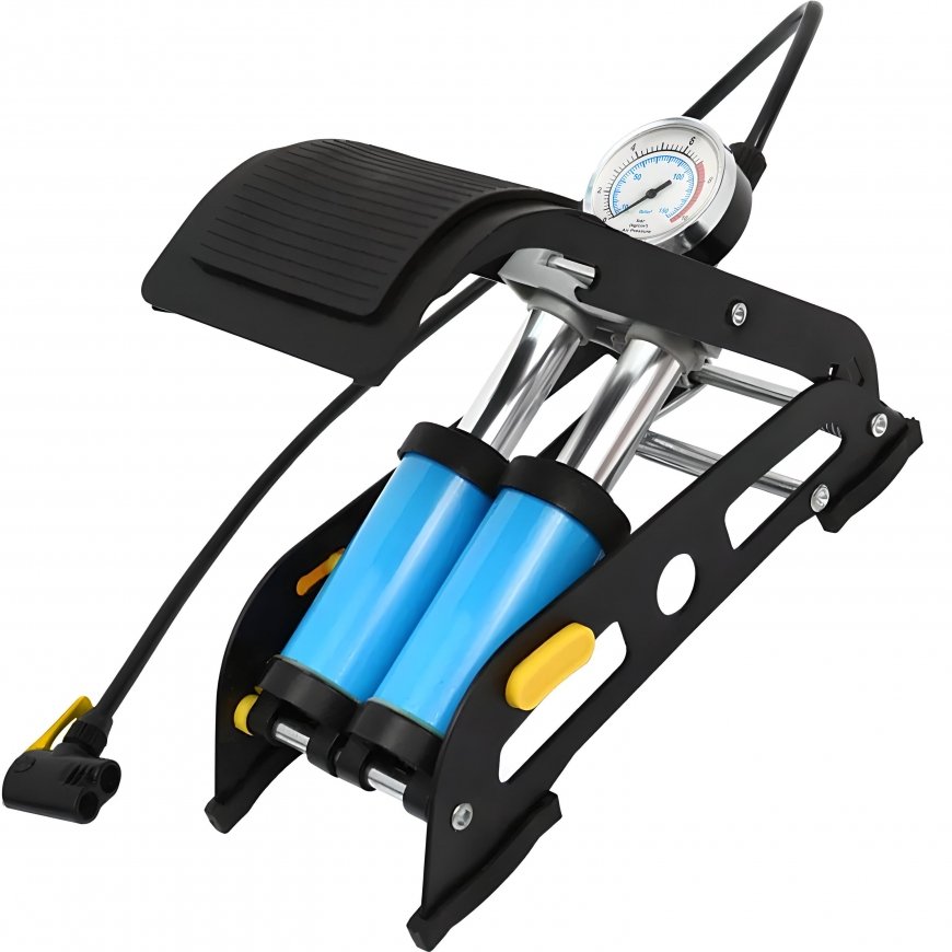 Retoo Dual Cylinder Foot Pump for Car and Bicycle with 10 Bar Pressure Gauge – 2