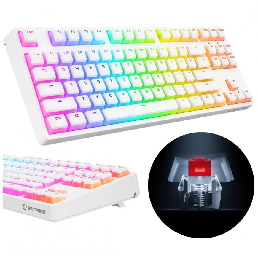 Rampage Keyboard Mechanical TKL GHOST Huano Red Switch White – 2