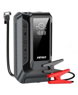 4-in-1 jump starter and power bank, external battery, compressor, LED flashlight, 12 V, 12 Ah, 1600 A, amio-04677