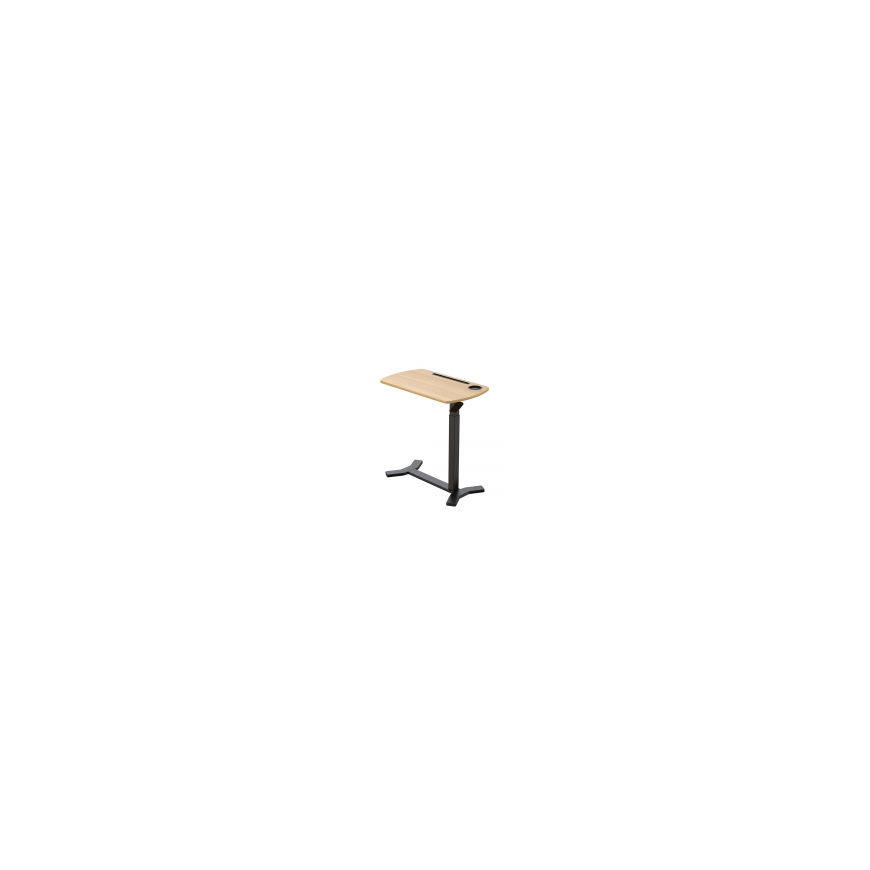 Spacetronik Buddy adjustable height desk on wheels, black wood
