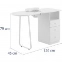 Physa Cosmetic Manicure Table with Dust Collector 120 x 45 cm - White