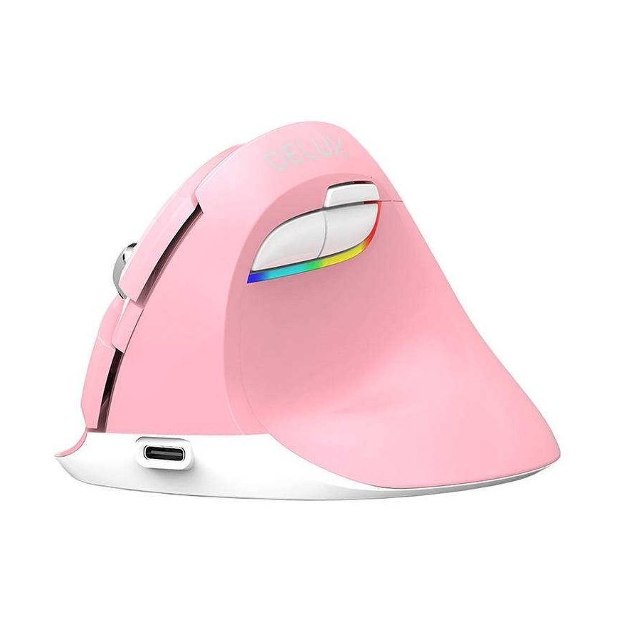 Delux M618 MINI vertical mouse, white, wireless