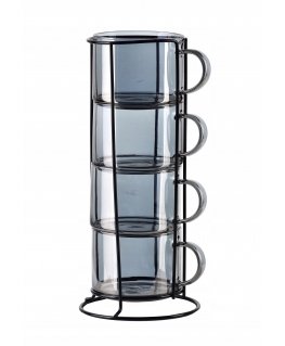 Mondex PETER HONEY 4 puodelių rinkinys ant stovo 350ml 12,5x12,5x27 cm