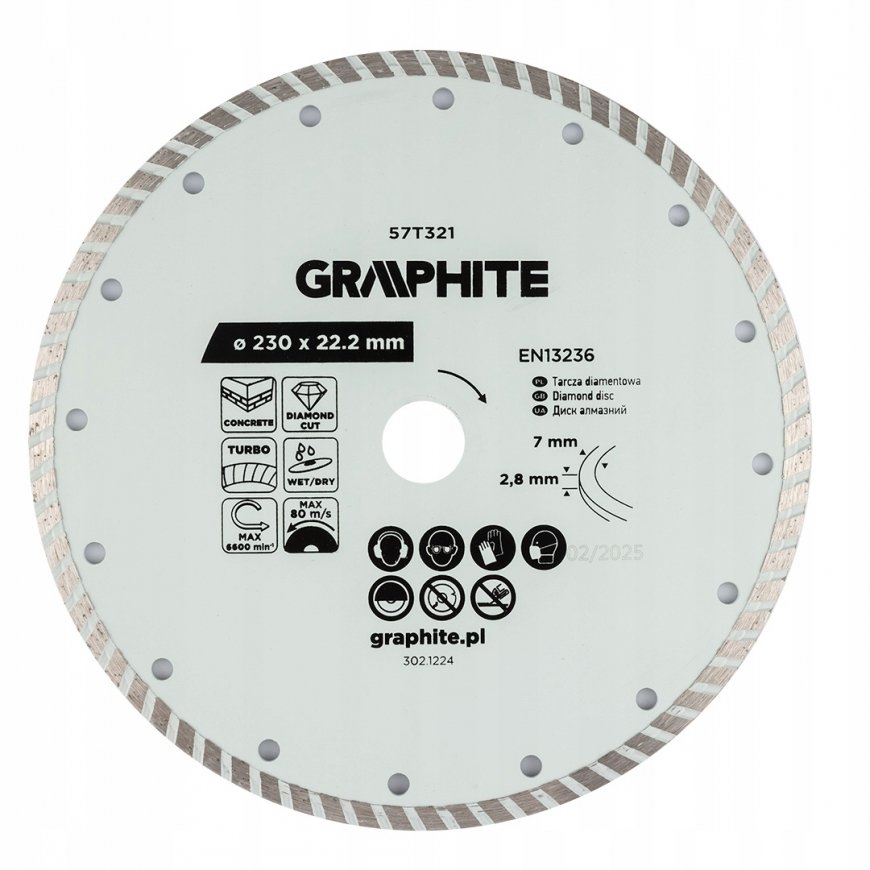 Graphite timanttileikku, 230 x 22,22 mm, kuivalle ja märälle työnteolle