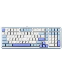 Klaviatūra mehāniska Epomaker TH99 Creamy Jade Switch balta un zila.