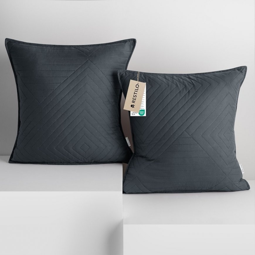RESTILO dekoratiivinen tyynynpäällinen SOFTA grafiitin värinen puristetun tyylin glamour-kankaita - materiaalityyppi: tekstiili