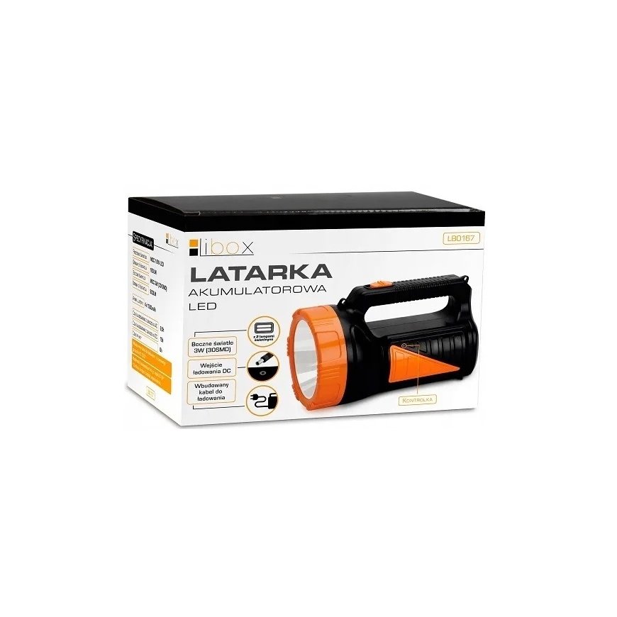 Libox Latarka akumulatorowa szperacz LB0167 Черный, Оранжевый Ручной фонарик LED – 3