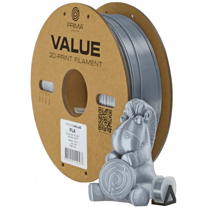 3D Prima 12801 3D printing material Polylactic acid (PLA) Silver 1 kg
