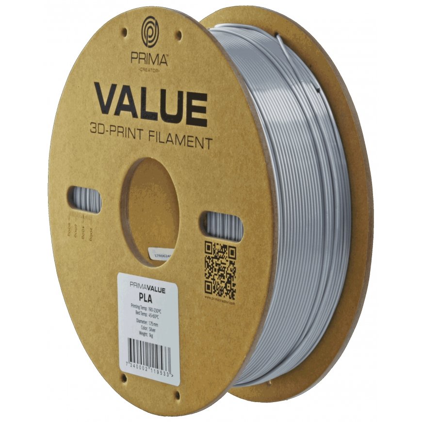 3D Prima 12801 eksploatacinė medžiaga 3D spausdintuvams Polilatinė rūgštis (PLA) Sidabras 1 kg – 3