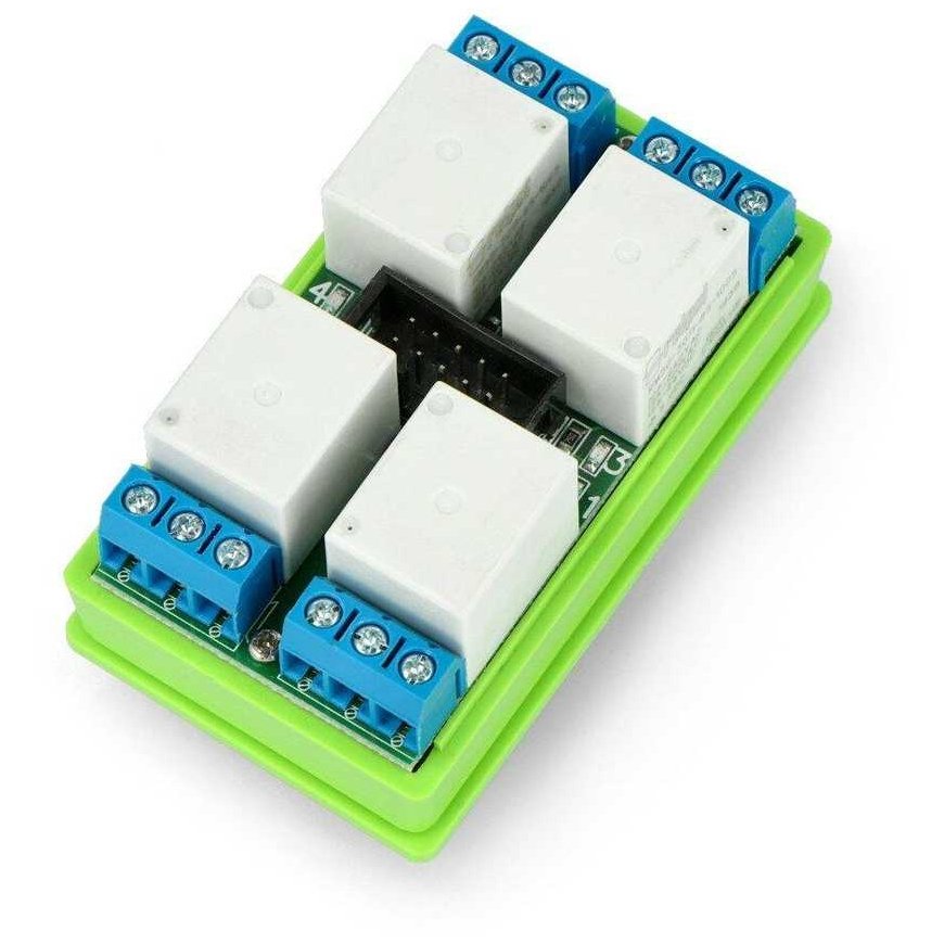 Tinycontrol LANKON-094 - relės modulis 4x 10A / ritė 45V GSM / LAN valdikliui - DIN bėgiui