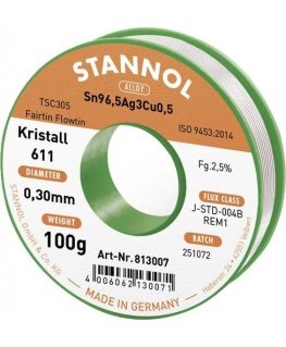 Lydmetāls Sn99.3Cu0.7 0.7mm 250g ar flusu 2.5% Stannol