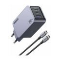 Spacetronik 3in1 USB-C USB PD ātrās uzlādes lādētājs 65W 5A balts Spacetronik 3in1 USB-C USB PD ātrās uzlādes lādētājs 65W 5A balts