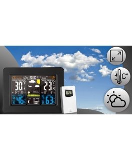 Retoo Belaidė meteorologinė stotelė su termometru, higrometru, barometru, duomenų perdavimo funkcija, signalizacija, LCD ekranu