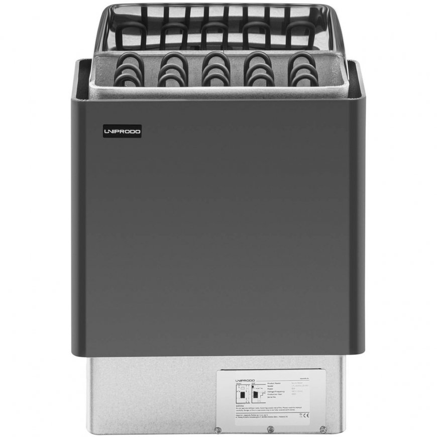 Uniprodo Elektrinis saunos krosnis 8-12 m3 iki 110C 400 V 8 kW juodai-sidabrinis – 2