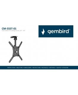 Gembird CM-55ST-01 Full motion TV ceiling mount, 23" - 55", black