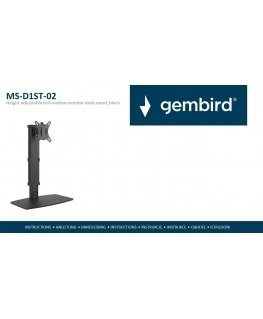 Gembird MS-D1ST-03 Monitoripöydän teline, täysiliikkuva, 17"-32", musta