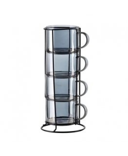 Mondex PETER Pilkas Set of 4 Cups on Stand 350ml 12.5x12.5x27 cm