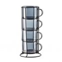 Mondex PETER Raudonas rinkinys 4 puodelių su laikikliu 350ml 12,5x12,5x27 cm Mondex PETER Raudonas rinkinys 4 puodelių su laikikliu 350ml 12,5x12,5x27 cm