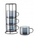 Mondex PETER Raudonas rinkinys 4 puodelių su laikikliu 350ml 12,5x12,5x27 cm Mondex PETER Raudonas rinkinys 4 puodelių su laikikliu 350ml 12,5x12,5x27 cm