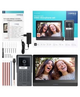 Orno GADI, üksikpere videodomofoni komplekt, 2 traadi, 10 tolli, Wi-Fi, puutetundlik ekraan, „Full HD“, RFID, krüptimisseade