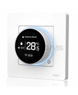 Moes Viedais, sienas termostats gāzes/ūdens katlam, ar riteņa regulēšanu, balts, ZigBee, TUYA