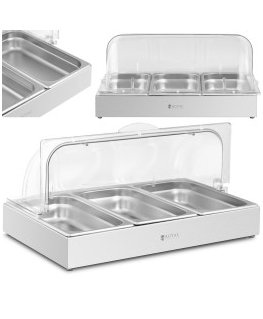 Royal Catering Aamiaisbuffet-vitrini, jossa on rullattava kansi 3x GN 1/3 3x 2,6 l