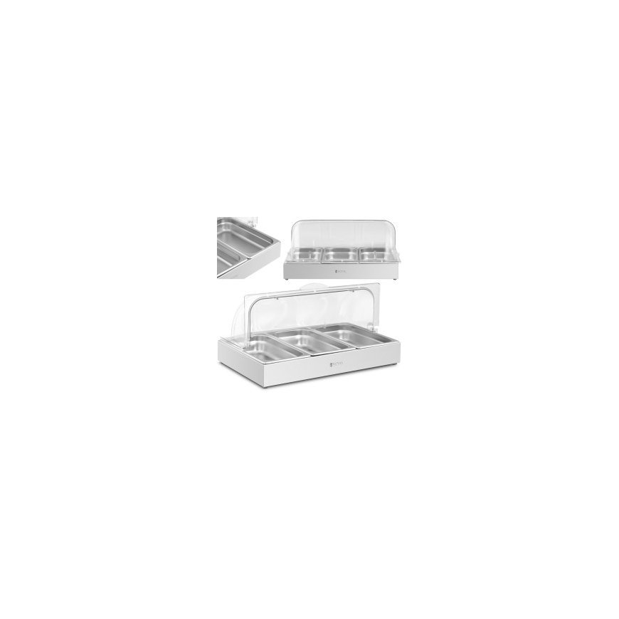 Royal Catering Витрина для шведского стола для завтраков с рулонной крышкой 3x GN 1/3 3x 2,6 л