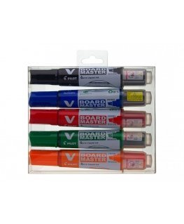 Pilot V-Board Master žymeklis 5 vnt Kalto galiukas Juoda, Mėlyna, Žalia, Oranžinė, Raudona