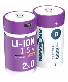 Ansmann 1314-0005 majapidamispatarei Laaditav patarei D Liitiumioon (Li-Ion)