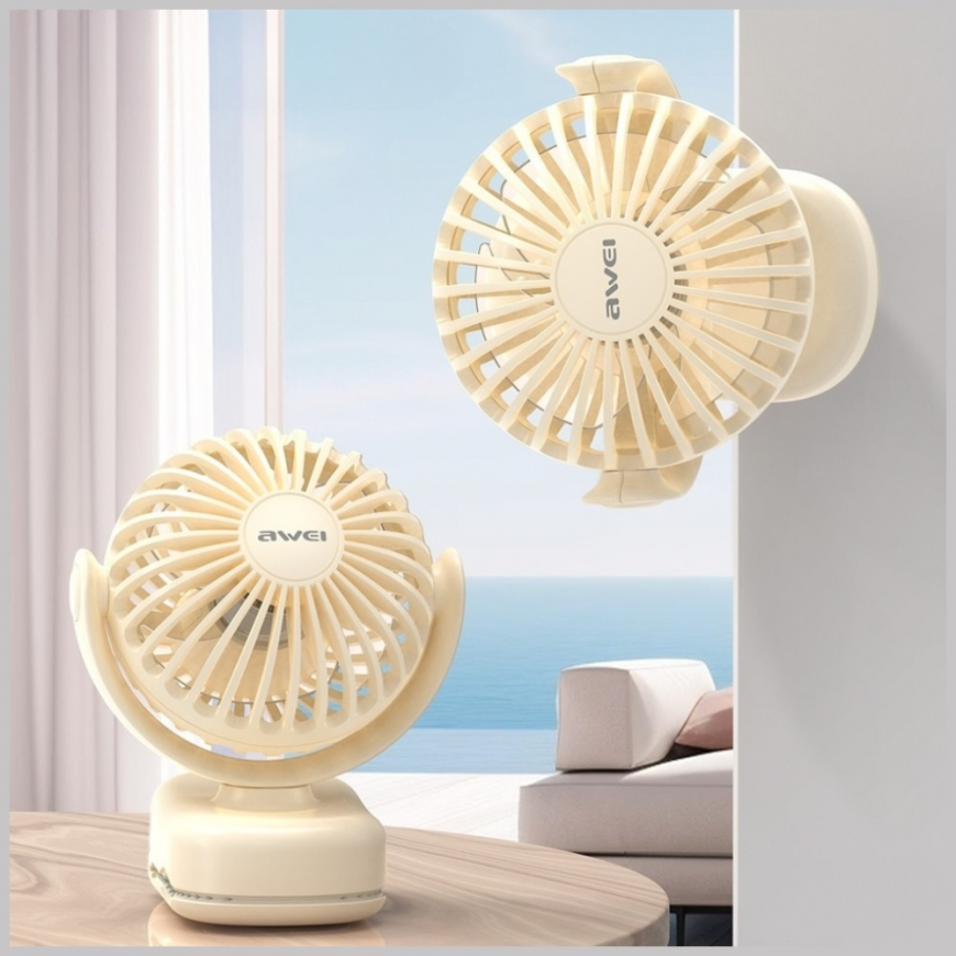 Mini desk fan AWEI F45 with clip 1200mAh white – 4