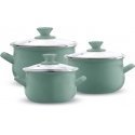 6-piece enameled pot set 16 / 18 / 20 cm sage EMALIA OLKUSZ 6-piece enameled pot set 16 / 18 / 20 cm sage EMALIA OLKUSZ