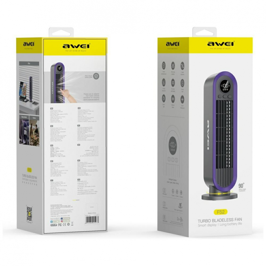 AWEI F52 3600mAh column fan grey – 2