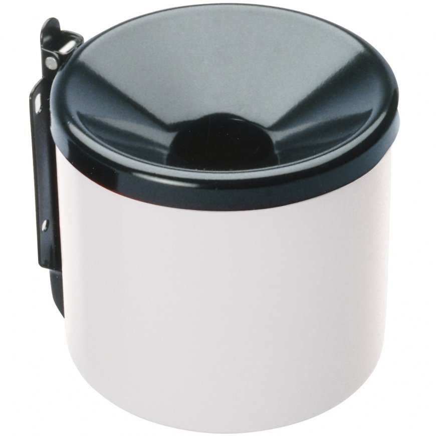 MEVA Self-standing wall ashtray for indoor and outdoor use, white, 9 cm in diameter.