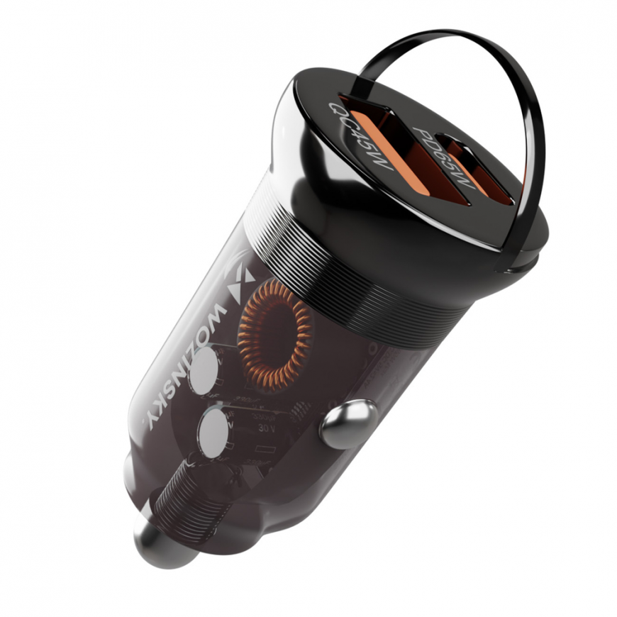 Wozinsky 65W Car Charger USB-C PD 65W | USB-A 45W QC 3.0 - Black – 2