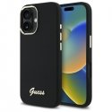 Guess GUHCP16MSMBSLK iPhone 16 Plus 6.7" juodas hardcase silikono dizainas su metaliniu logotipu ir rėmeliu Guess GUHCP16MSMBSLK iPhone 16 Plus 6.7" juodas hardcase silikono dizainas su metaliniu logotipu ir rėmeliu