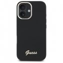 Guess GUHCP16MSMBSLK iPhone 16 Plus 6.7" melns hardcase silikona uzraksts metāla logo un rāmis Guess GUHCP16MSMBSLK iPhone 16 Plus 6.7" melns hardcase silikona uzraksts metāla logo un rāmis