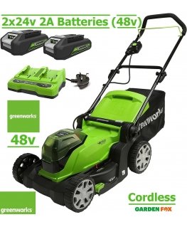 Greenworks Cordless Lawn Mower 2x24V Cordless Lawn Mower 41cm G24X2LM41K2x set dual charger + 2 batteries 2Ah
