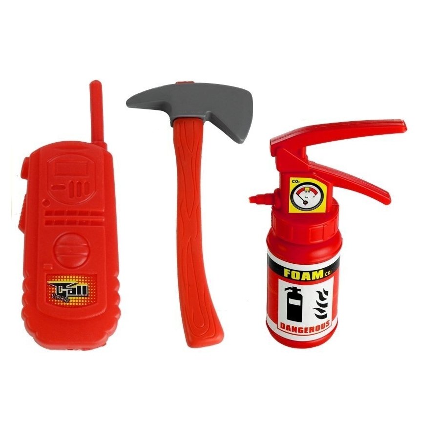Lean Toys Firefighter Set Helmet Extinguisher Hatchet Mask Crowbar