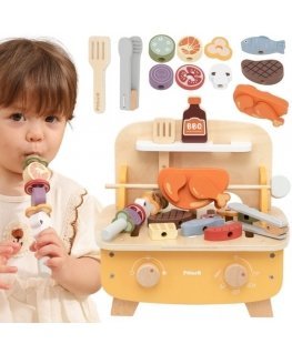 Viga Toys Wooden Mini Burger Making Counter with Accessories, VIGA