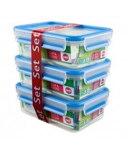 EMSA 508558 food storage container Rectangular Box 1 L Blue, Transparent 3 pc(s)