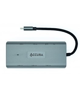 Accura USB-C 9w1 | 1x USB-C PD 100W | 2x USB 3.0 | 2x USB 2.0 | 1x HDMI | 1x RJ45 | 1x USB-C | 1x SD/TF