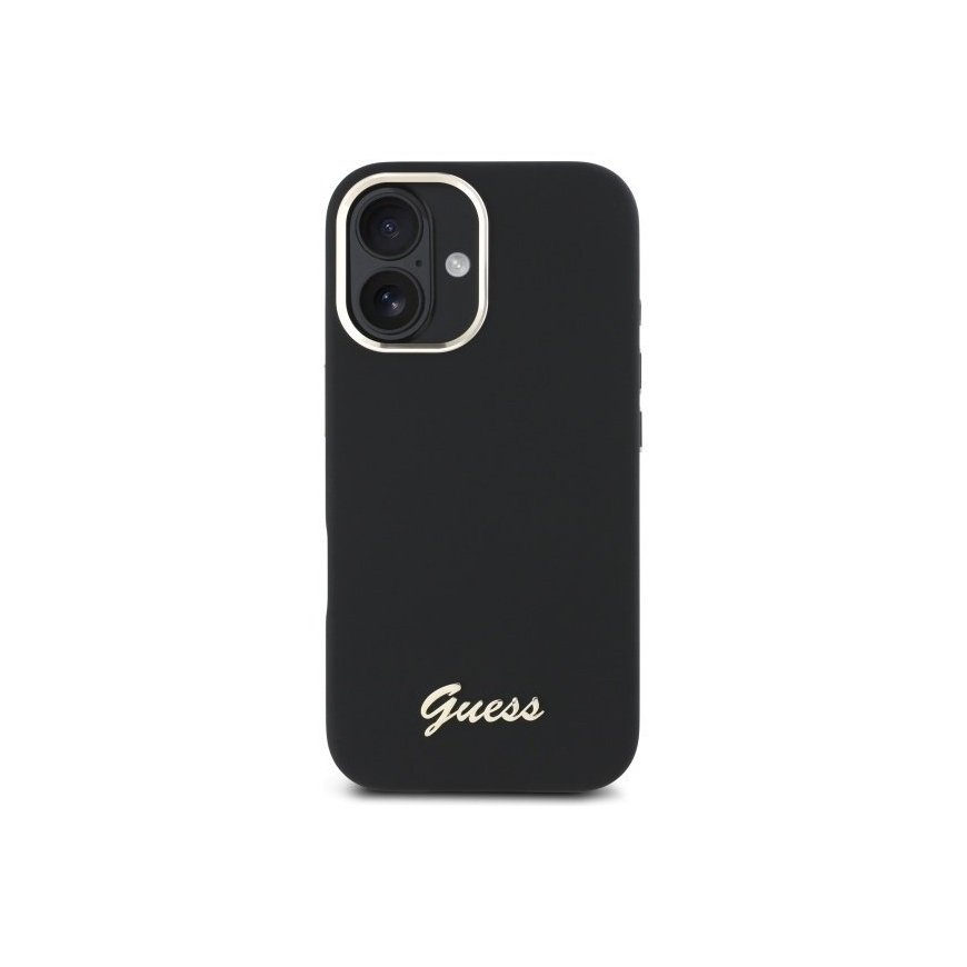 Guess GUHCP16SSMBSLK iPhone 16 6.1" Black/Black Hardcase Silicone Script Metal Logo & Frame – 2